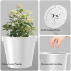 Kante Set of 2 White Plastic Round Planters 13" Tall Home & Outdoor - Image 7