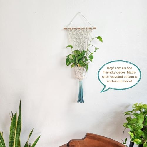 Ombre Dyed Macrame Wall Hanging plant stand indoor corner Macrame plant hanger indoor and outdoor plant hanger Plant shelf indoor vertical garden planter plant shelf indoor Boho Decor (Ombre Teal) - Image 4