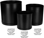 Black Modern Flower Pot with Round Saucer - Fits Mid-Century Modern Plant Stand - 8 Inch Planter - Matte Black Powder Coated Aluminum - Image 5