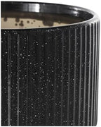 Deco 79 Ceramic Indoor Outdoor Planter Speckled Small Planter Pot with Linear Grooves and Tapered Bases, Set of 3 Planters 9", 8", 6"H, Black - Image 2