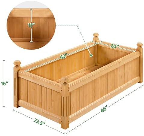 Yaheetech 46" Wooden Raised Garden Bed Rectangular Planter Box, 1pcs - Image 3