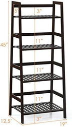GIANTEX 4-Tier Ladder Shelf Plant Stand, Bamboo Plant Shelf, Espresso - Image 3