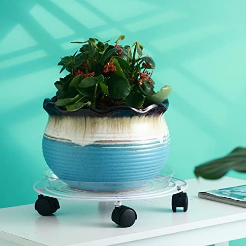 5 Packs Large Metal Plant Caddy with Wheels 13.8" Heavy-duty Iron Rolling Plant Stands with Casters Wheeled Plant Dolly Roller Movers Indoor Outdoor, White - Image 5