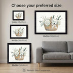 Framed Canvas Wall Art Watercolor Floral Wicker Basket White Hydrangeas Canvas Print Poster Black Frame Wall Decor for Living Room Bedroom Pussy Willow, Grace Decor - Inch 16x20 - Image 3