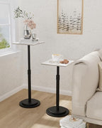 Square Side Table, Height Adjustable Vintage Drink Stand, White - Image 2