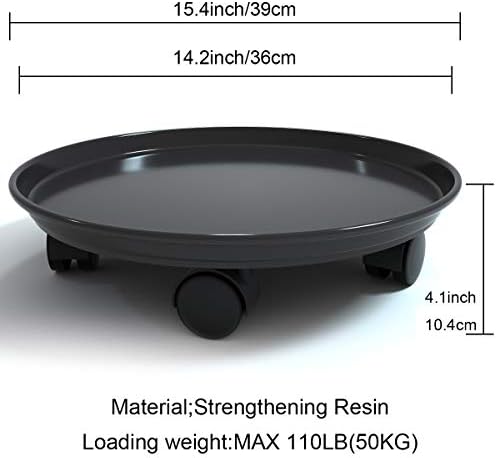 Plant Caddy with Wheels 15.5 Inch - 2 Pack Plant Caddy on Wheels Heavy Duty,Plant Dolly Plant Tray with Wheels Planter Caddies Indoor/Outdoor, Black - Image 2