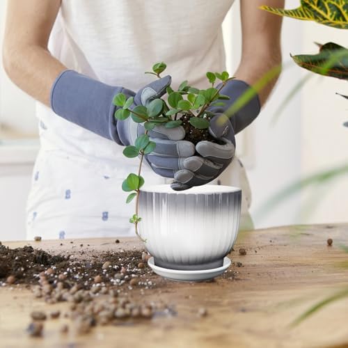 Ceramic Plant Pots, 5.5 Inch, Gray+White, Set of 4 - Image 3