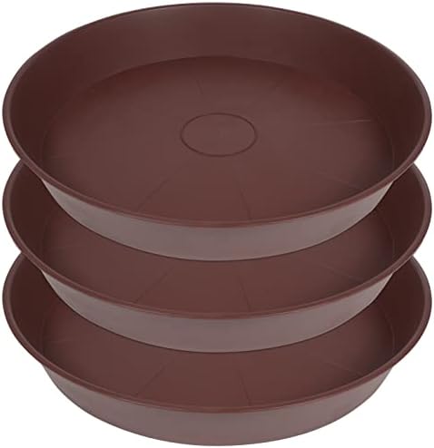 3 Pack of 20 22 inch Plant Saucer (19.2 Inch Base), 3.6" Depth Tray, Large Garden Plastic Flower Planter Plant Trays for Indoors Outdoor (22", Chocolate) by Bleuhome
