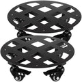 2 Packs 12 inches Large Metal Plant Caddy with Wheels Heavy-Duty Round Plant Stands with Casters Indoor Outdoor Flower Pot Mover Roller Base Garden Dolly Coasters Black, Strong Load Capacity by Planterhoma
