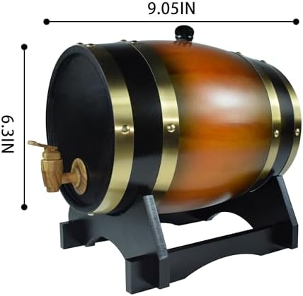 1.5L Whiskey Barrel Dispenser Oak Aging Barrels Home Whiskey Barrel Decanter for Wine, Spirits, Beer, and Liquor (Brown) - Image 4