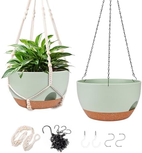 2 Pack 12 Inch Self Watering Hanging Planters for Indoor Outdoor Plants by Lucieblessdesign