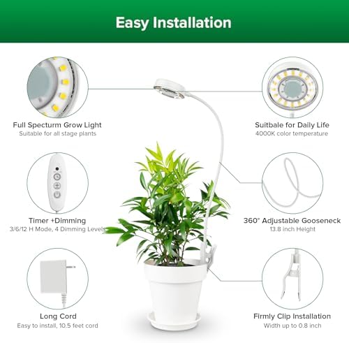 SANSI Grow Lights for Indoor Plants, Pot Clip-On Plant Lights, 10W 2-Pack - Image 3