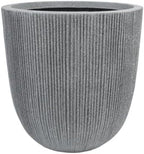 12.4"H Tapered Ribbed Lightweight Plastic Planter w/ Drainage Hole & Plug by UPPERSTONELIVING