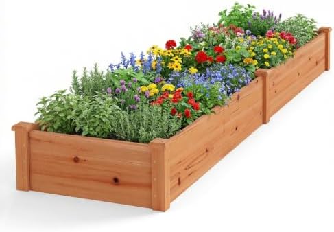 GIANTEX 95" Wooden Raised Garden Bed, Rectangular Planter Box, Orange by Giantex