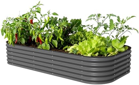 Vego garden Raised Garden Bed Kit, 17" Tall 10 in 1 Jumbo Modular Raised Garden Beds, Metal Planter Box for Vegetables, Flowers, Herbs, Modern Gray by Unknown