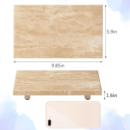 Natural Travertine Tray Pedestal Stand, Stone Riser for Bathroom & Kitchen - Image 2