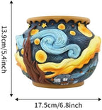 Starry Night Planter Pots/Vase Van Gogh Inspired Acolorful Art Resin Flower Pot with Drainage Hole for Indoor Plant Home Balcony Decor - Image 2