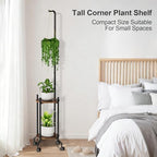 VyGrow Plant Stand Indoor, 2 Tier Hanging Tall Plant Shelf with Wheels, 3 Potted Corner Flower Stand Metal Plant Holder, Plant Shelves for Living Room, Bedroom, Patio, Outdoor, Black - Image 3