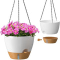 ZMTECH 12 Inch Hanging Planters for Indoor Outdoor Plants, 2 Pack Self Watering Hanging Plant Pots with Drainage Hole, Visual Reservoir, Plastic Flower Hanging Pots with Watering Lip (White) by HighQualityGardeningTools