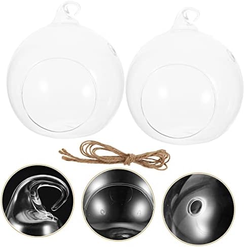 Happyyami 4pcs Hanging Glass Globe Terrarium Microlandscape for Indoor Decor Modern Design for Home Office Balcony and Garden - Image 2