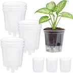 OMISTAR 9 PCS Self-Watering Pot with Reservoir, Clear Plastic Plant Pots with Air and Drainage Holes, Indoor and Outdoor Flower Planters for Home Office, Healthy Root Growth by OMISTAR