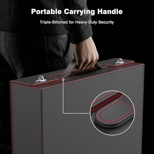 Kabinka MTG Card Storage Box with Handle & Mechanical Latch,5-Row 3900+ Commander Trading Card Case with Sealed Display Window,Top Loaders Organizer Deck Box for MTG/TCG/PTCG/Sports Cards (Black Red) - Image 2