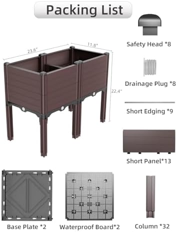 Raised Garden Bed with Legs, Outdoor Planter Boxes & Rectangular Planter, Elevated Above Ground Garden Bed Plastic Flower Pot for Patio Yard, 23.62" × 11.81" × 22.44" - Image 6