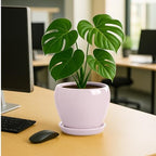 Deep Dream 8 Inch Plant Pots- Ceramic Pots for Plants with Drainage Hole and Saucer, Large Planter Pot for Indoor Plants Outdoor Decor, Pink - Image 4