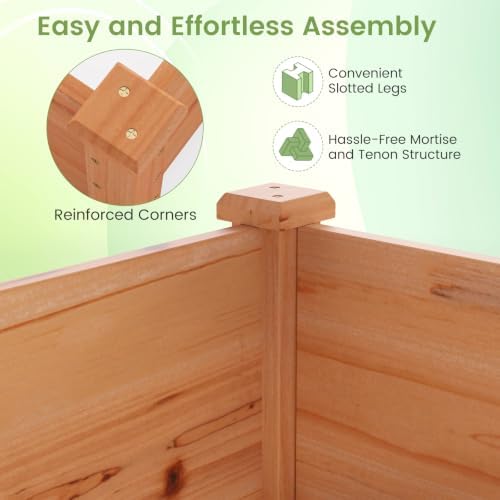 GIANTEX 95" Wooden Raised Garden Bed, Rectangular Planter Box, Orange - Image 7
