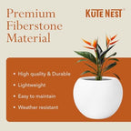 KUTE NEST 16" Dia - Premium Globo Fiberstone Outdoor Planter - White - Image 5