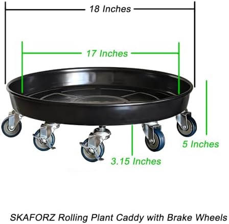 Rolling Planter Caddy(470lbs Capacity), Heavy Duty Metal Plant Stand with Brake Wheels Plant Dolly Mover Plant Pot Tray Saucer for Indoor Outdoor 18 Inches Black - Image 2