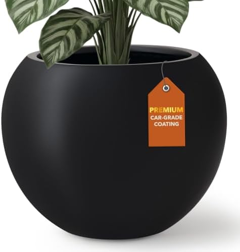 KUTE NEST 16" Dia - Premium Globo Fiberstone Outdoor Planter - Black by KuteNest