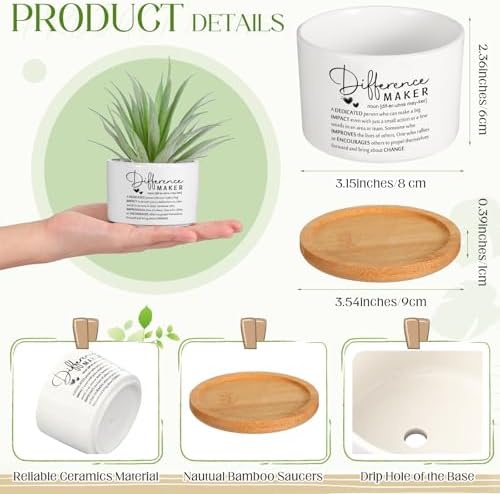 12 Pcs Difference Maker Gifts Succulent Pots Bulk for Employee - Image 2