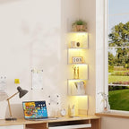 Qupui 5-Tier Corner Shelf with LED, 49" Floating Wall Shelf, White - Image 3