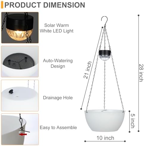 SUNNYPARK 2 Pack Solar Hanging Planters for Plants Outdoor - Image 3