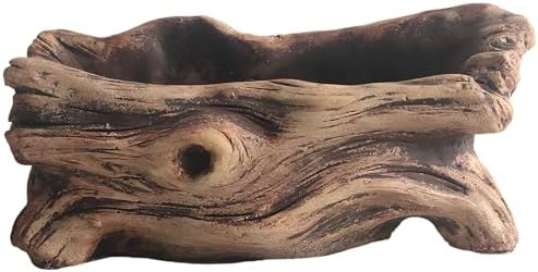 Driftwood Stump Log Concrete Planter, Faux Wood Grain Tree Root Pot with Single Hole, 20 X 11 X 8 Cm, Home & Garden by Unknown