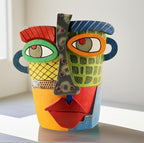 Picasso Abstract Face Flower Pot,Unique Resin Crafted Planter with Drainage Holes,Interesting Colorful Planter with Human face,for Indoor and Outdoor Botanical Home décor (Modern) - Image 5
