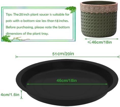 8 Pack 20 Inch Round Plant Saucers for Less 18 Inch Pot Indoors Outdoors Plant Trays for Pots Planter Saucer Plastic Drip Tray Planter Water Tray (Black, 20"(8pcs)) - Image 2