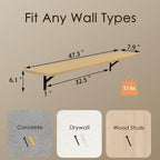DINZI LVJ Long Wall Shelves, 47.3Inch Wooden Floating Shelves with Brackets - Image 3