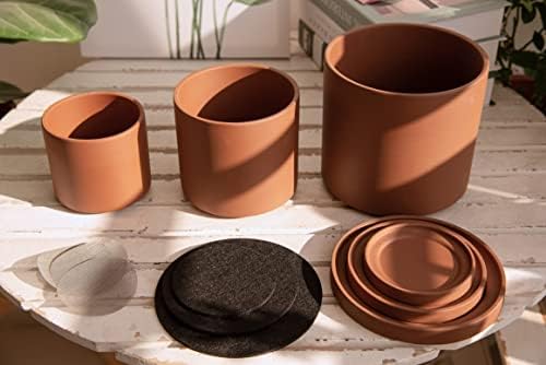 D'vine Dev 3-Pack Rust Terracotta Pots & Saucers, 4/5/6 in, 40-T-A-3 - Image 2