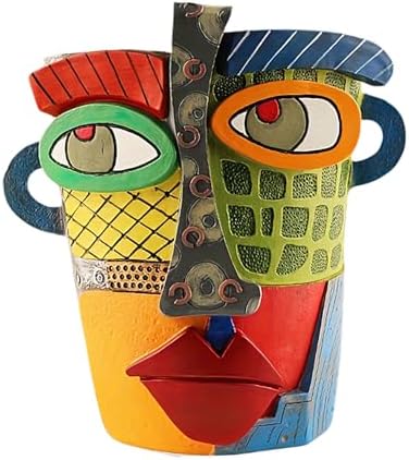 Picasso Abstract Resin Flower Pots Colorful Unique Face Planters Pots Head by Huazzzyi