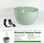 WSMKSZ 13 inch Large Hanging Planters Plant Pots for Outdoor Indoor Plants with Drainage Holes and Chain, 2 Pack Round Hanging Flower Pots for Garden Home Porch Decor, Green - Image 4