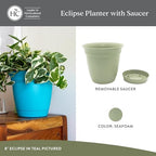 The HC Companies Eclipse Round Planter Pot, 12 Inch, Seafoam, 2-Pack - Image 2