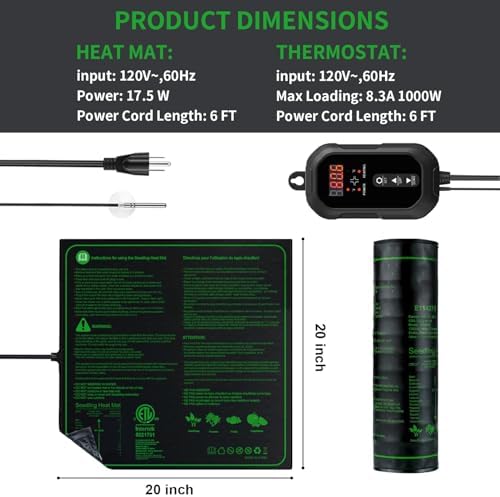 20"x20" Durable Seedling Heat Mat with Thermostat Controller - Image 2
