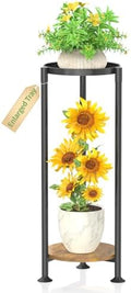KMOTASUO 2 Tier Metal Plant Stand Tall for Indoor Outdoor Corner, Modern Black by KMOTASUO