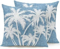 Outdoor Pillows Waterproof Set of 2, Tropical Palm Tree Patio Throw Pillows for Couch Bed Sofa with Insert, Vintage Sky Blue Exotic Botanical Plants Decorative Reading/Camping Pillow Set 18x18 Inch by Unknown