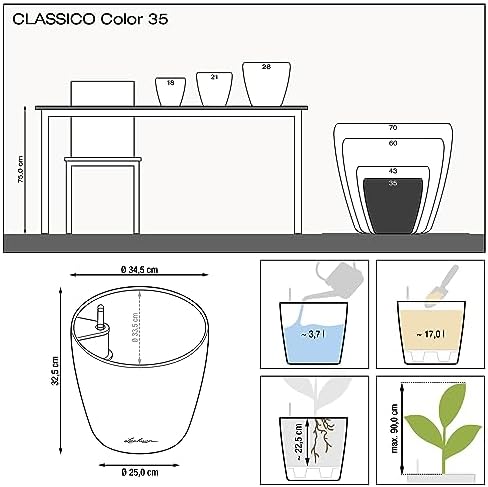 Lechuza Classico Color 35 Sand Brown, Self-Watering Round Planter, D13.8 H11.8 in - Image 4