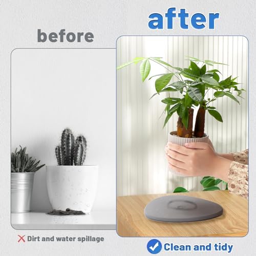 Elfcool Quick Dry Absorbent Flower Pot Saucer Dirp Tray Diatomaceous Earth Plant Mat for Indoor Outdoor Plants (8''&12''-Dark Grey-2pack) - Image 4