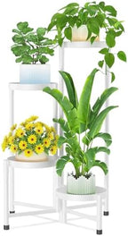 iDavosic.ly Plant Stand Indoor Outdoor, 4 Tier Metal Corner Shelf, White by iDavosicly