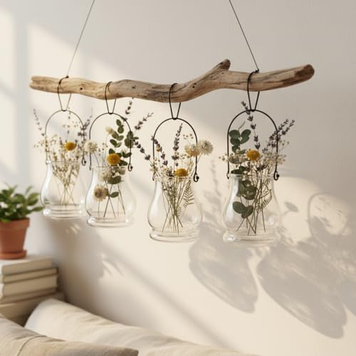 OUNONA 8Pcs Hanging Candle Holder Clear Tea Lights Christmas Decor Glass Plant Candle Holder, Fillable Hanging Glass Globes, Vintage Home Decor Plant Succulent Vase Hanger for Christmas Wedding - Image 2